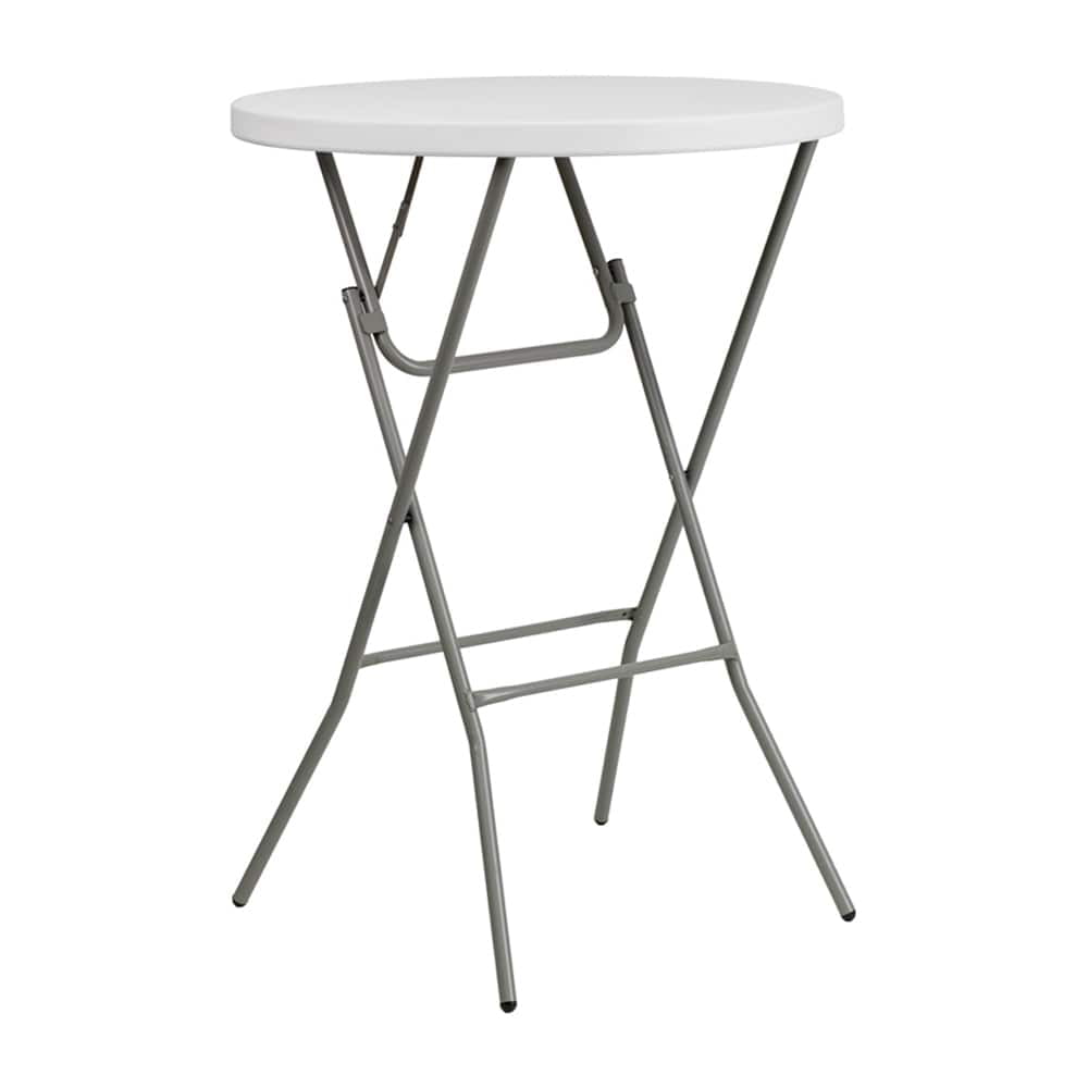 32'' Round Granite White Plastic Bar Height Folding Table Cocktail Table 