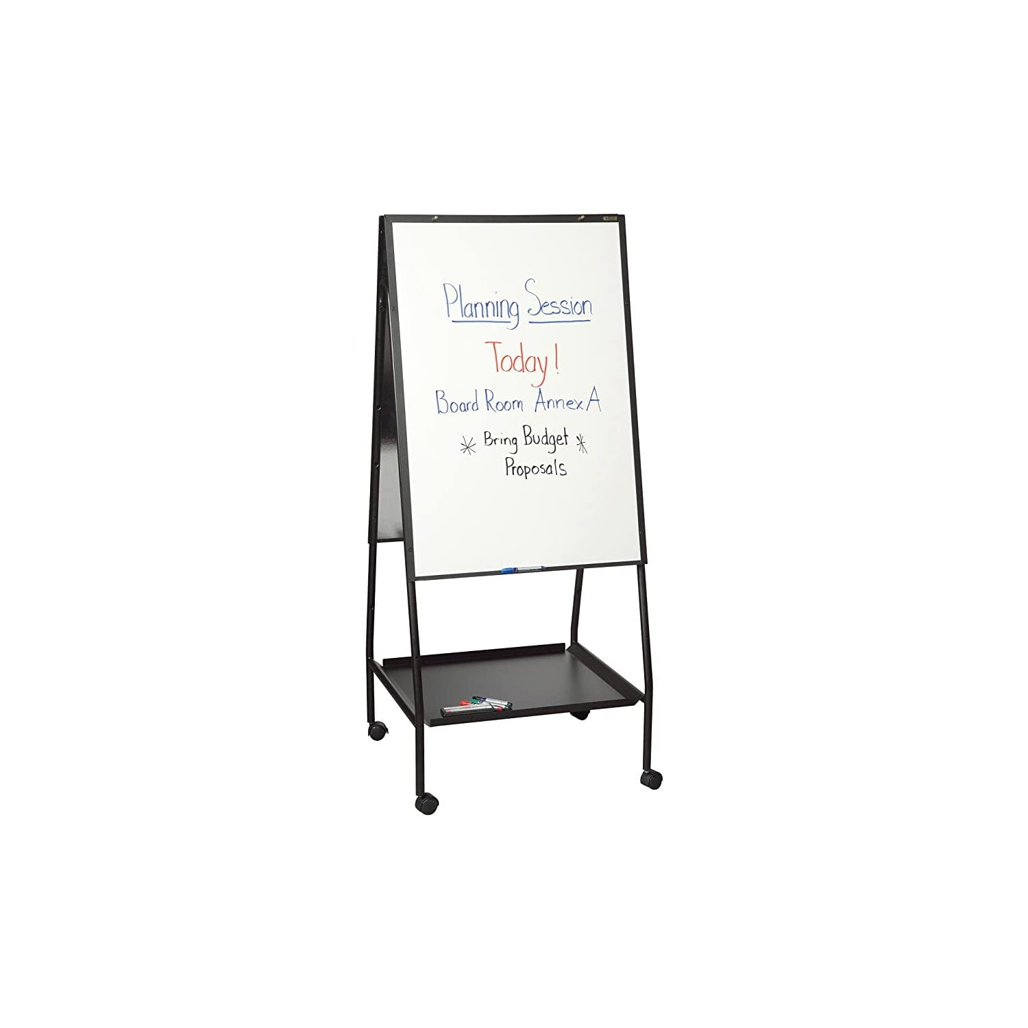 Best-Rite Adjustable Mobile Easel - Double Sided Porcelain Dry Erase Board - 59.5" - 65" - Rolling Easel