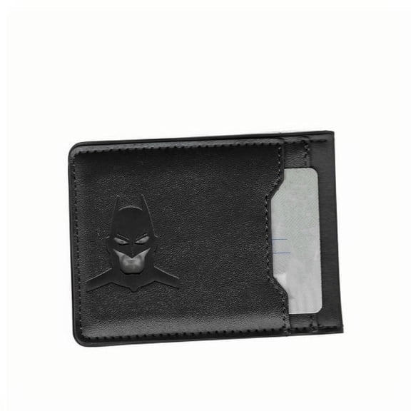 Leather Bat Wallet for Men Personalized Hero Mask Design Bat Card Bag Multifunction Man Bat Billfold(Black)