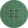 thumbnail image 1 of Ahgly Company Machine Washable Indoor Round Southwestern Turquoise Blue Country Area Rugs, 3' Round, 1 of 4
