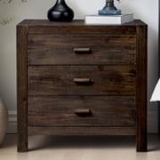 Ktaxon Solid Wood Nightstand with Outlets & USB Ports, 3 Drawer Traditional Cottage Bedside Table, Brown