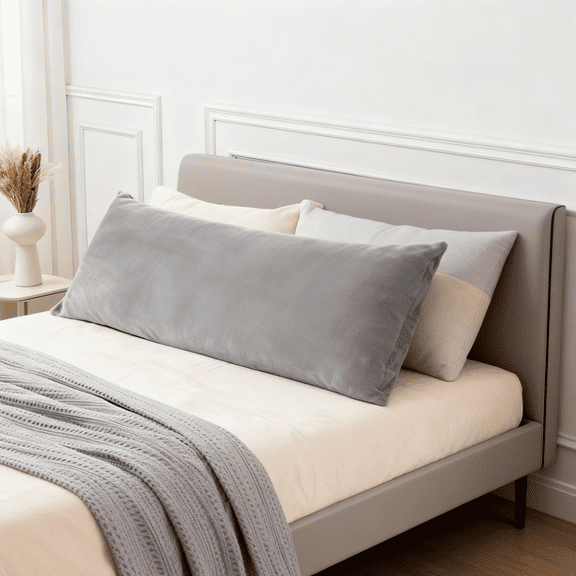 Body Pillow Cover with Zipper Closure, Super Soft and Cozy Fuzzy Fleece Body Pillowcase 20 x 54 Inches, Luxury Fluffy Plush Long Body Pillow Pillowcase for Fall and Winter(Gray)