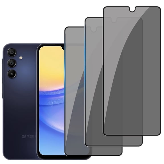 3-PACK Privacy Screen Protector Compatible with Samsung Galaxy A15, Anti Spy Black Tempered Glass Protective Film for Samsung A15 [Easy Installation] [Bubble Free] [Case Friendly]