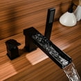 thumbnail image 2 of Bathroom Brass Roman Tub Filler, Dual Handle Deck Mounted Waterfall Tub Filler with Hand Shower, 2 of 5