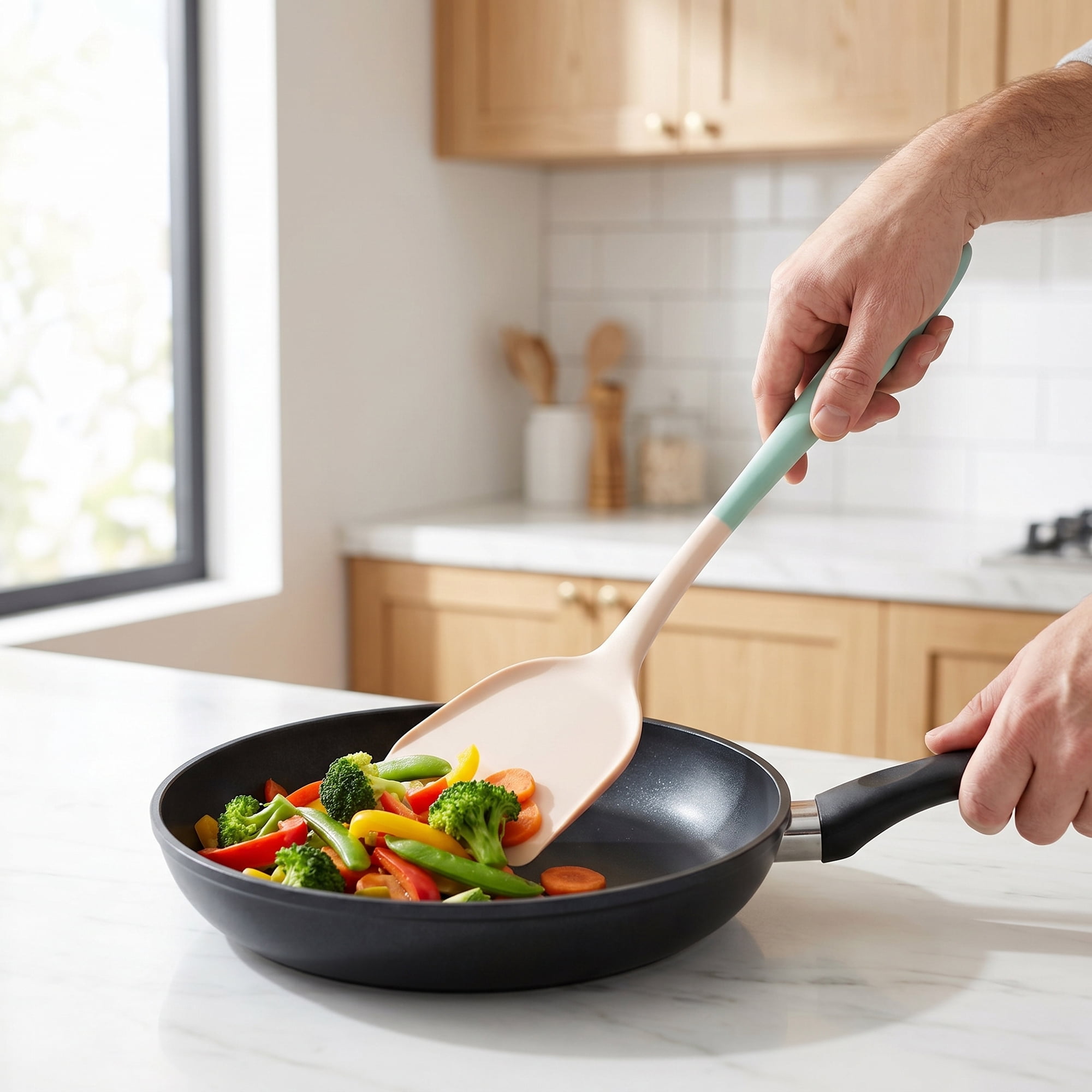 Unique Bargains Kitchen Utensils Heat-Resistant Safe Spatula for Frying Green 12.8x3.9 in