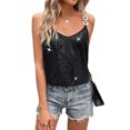 thumbnail image 5 of Lamuusaa Women´s Summer Sequin Cami Tops Spaghetti Strap V-Neck Sparkle Shimmer Loose Sleeveless Tanks Tops, 5 of 8