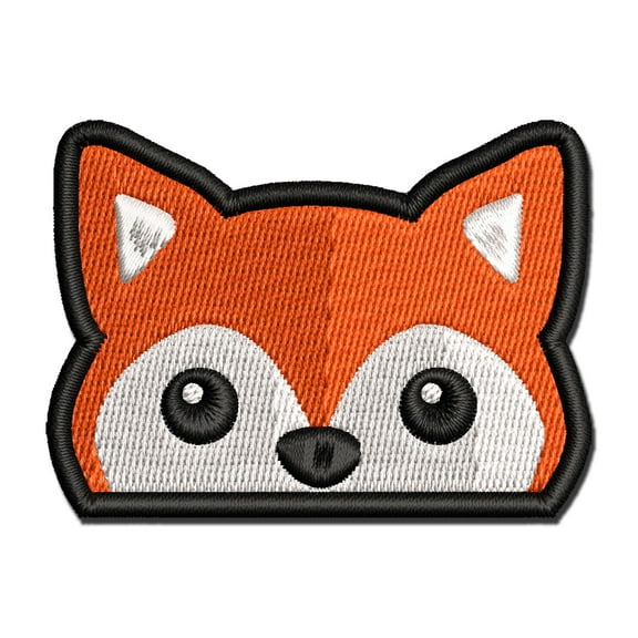Peeking Fox Applique Multi-Color Embroidered Iron-On Patch - 2.5 Inch Small