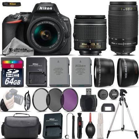 Nikon D5600 Digital SLR Camera + 18-55mm VR + Nikon 70-300mm + EXT BATT + 64GB