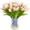 thumbnail image 1 of 30 piezas de flores artificiales de la serie Real Touch Fake Holland PU Tulip Ramo de tulipanes de látex blanco (transparente), 1 of 5
