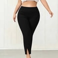 thumbnail image 6 of ABSUYY Womens Split Hem Yoga Leggings, Stretchy Pencil Cropped Pants, Casual Elastic Waist Trousers, Black, Size 5XL, 6 of 8