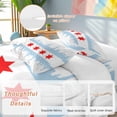 thumbnail image 2 of Red Stars Comforter Set Full Size, Blue Color Blocks City Abstract Art Simple Soft Bedding Set for Man Woman, 4 Pieces Duvet Cover Set with Fitted Sheet, 2 Pillowcases, 2 of 9