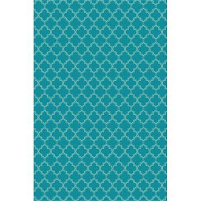 Aspen Brands RUG10T46 4 x 6 ft. Quaterfoil Design Rug - Teal & White