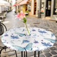 thumbnail image 6 of Blue Butterfly Flower Round Tablecloth for 36-44 Inch Tables,Fitted Table Cover with Elastic Edge,Botanical Watercolor Floral Leaf Waterproof Outdoor Table Cloth Protector for Patio Garden Dinner, 6 of 9