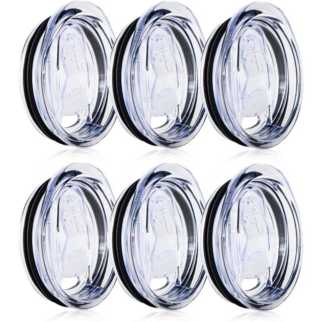 Tapas de repuesto para vasos delgados de 20 oz (paquete de 6), tapas de plástico resistentes a salpicaduras y derrames, boca de 2.75 pulgadas, compatibles con Yeti Rambler y otros vasos.
