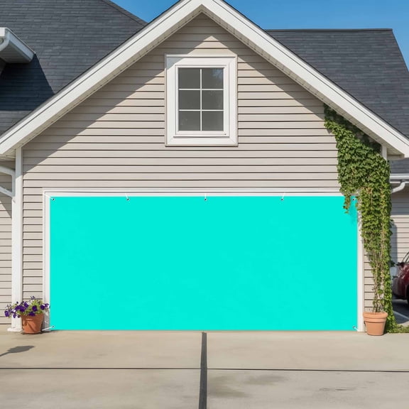 Aqua Grunge Street Style Painting Brush Print Ombre Design Illustration,Garage Door Cover Banner 7 x 16 FT,Garage Door Curtains Backdrop with Grommets for Indoor Outdoor Wall Party Porch Yard Decor