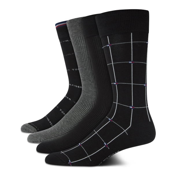 Calcetines de vestir Tommy Hilfiger, paquete de 4, cómodos y elásticos, con cuello redondo, para hombre
