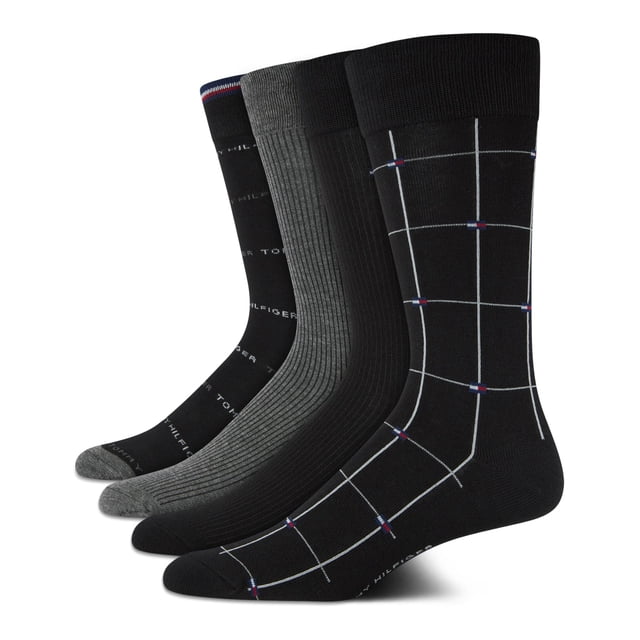 Calcetines de vestir Tommy Hilfiger, paquete de 4, cómodos y elásticos, con cuello redondo, para hombre