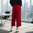 thumbnail image 4 of Yubnlvae Office Wide Leg Trousers - Women's Professional 7/8 Length Work Pants, Comfortable Business Casual Slack with Back Pockets (Red | L), 4 of 4