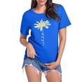 thumbnail image 3 of Trendfront Womens Daisy T-Shirt Flower Graphic Print Tee Crewneck Short Sleeve Summer Loose Fit Casual Pullover Daily Classic Tops, 3 of 8