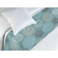 thumbnail image 3 of Floral Bed Runner, Swirly Floral Like Scribbles Lace Design Orderly Repeated Pattern of Art, Decorative Accent Bedding Scarf for Hotels Homes & Guest Rooms, Twin, Cadet Blue White Ecru, by Ambesonne, 3 of 3