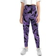 thumbnail image 2 of COEQINE Bat Spider Web Violet Girls Yoga Leggings High Waist Sport Pants Buttery Soft Stretch Halloween Running Leggings, for 8-9 Years Kids Girls, 2 of 7
