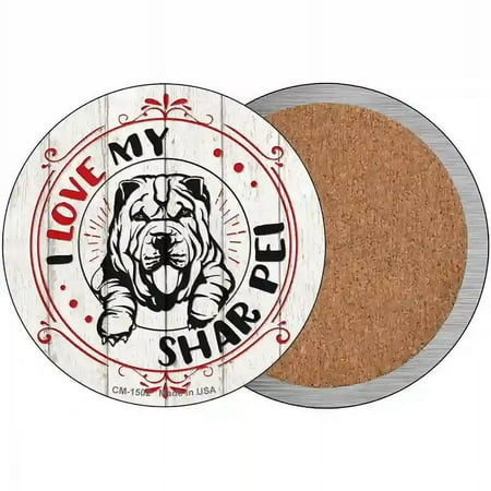

I Love My Shar Pei Novelty Circle Coaster Set of 4 3.5 Coaster (Sets of 4) (CC)