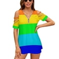 thumbnail image 2 of Pride New Fashion Zip Off Shoulder Top Short-Sleeve Women Shirt Pride Color Items, 2 of 5
