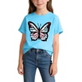 thumbnail image 3 of HADST Girls' Butterfly Print Crew Neck T-Shirts, Short Sleeve Casual Tops with Cute Graphic, Trendy Summer Tees for Daily Wear, 3 of 5
