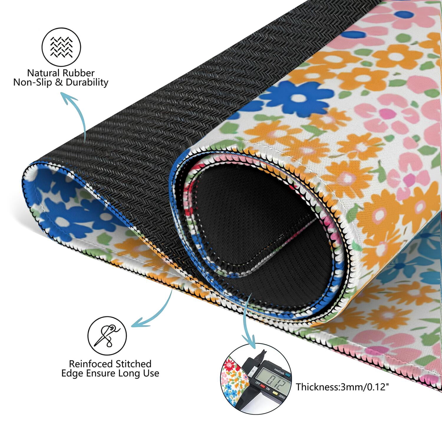 Boho Style Multi-Purpose Rubber Game Surface 31.5x31.5 Inch Mahjong Table Cover Features Non-Slip Backing and Noise Dampening for Game Room Activities
