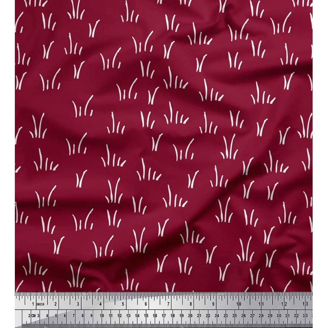 Soimoi Red polyester Crepe Fabric Brush Stroke Abstract Fabric Prints By Yard 52 Inch Wide