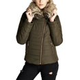 thumbnail image 2 of Ladies Faux Fur Collar Striped Quilted Padding Jacket, 2 of 2