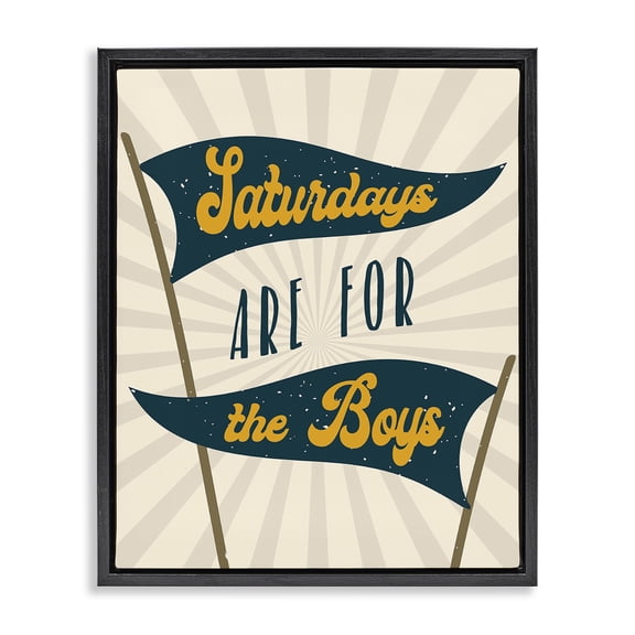 Stupell Industries Mid-Century Saturdays For Boys Black Floating Frame Canvas Art, 17 x 21, by Lil' Rue
