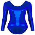 thumbnail image 2 of Trajes de gimnasia de cuello redondo de licra metálica brillante de manga larga en 10 colores para mujer, disfraces de actuación en el escenario, 2 of 5