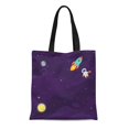thumbnail image 1 of NUDECOR Sac Fourre-Tout en Toile Coloré Astronaute Fusée Vaisseau Spatial Planètes Durable Réutilisable Sac d'Épicerie à Bandoulière, 1 of 1
