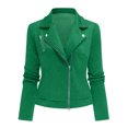 thumbnail image 7 of WAGUTH Women's Solid Jacquard Jackets Lapel Collar Slim Fit Cropped Coat with Multi Zipper Pocket for Spring Fall Street Daily Outfits,Green,S, 7 of 7