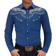 thumbnail image 6 of Men's Cowboy Shirts Western Embroidered Work Long Sleeve Button Up Comfortable Spring Fall Blue Shirts S-XXXL, 6 of 6