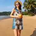 thumbnail image 3 of Balery Blue Sky Cute Wolf Vestidos de verano para mujer con estampado: vestido holgado sin mangas, vestido playero informal y cómodo para días calurosos., 3 of 7