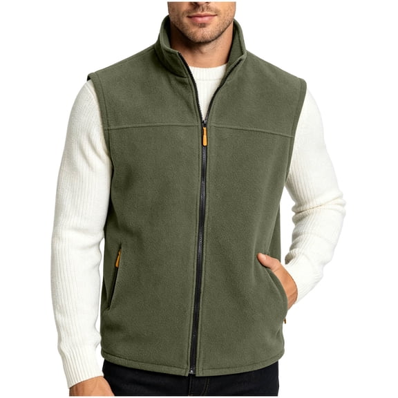 WIZUTIZ Men's Fleece Vest Multi-Zipper Pocket Stand Collar Sleeveless Fishing Outerwear Polyester Insulated Warm for Winter Outdoor Daily Casual Wear
