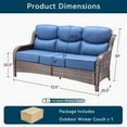 thumbnail image 7 of Unnifurnzi Outdoor Sofas All Weather Wicker Outdoor Couch with 6 Inch Thick Cushions Outdoor Furniture Couch for Porch Poolside Balcony-Brown/Blue, 7 of 7