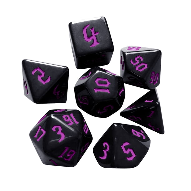 Dados digitales/juego de varios lados D4 D6 D8 D10 D12 D20 para TRPG púrpura 7 piezas