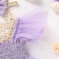 thumbnail image 5 of ZEHJUHAN Baby Girl Tulle Romper Summer Bodysuit with Flutter Sleeves Floral Embroidery Cake Smash Outfit First Birthday Photo Shoot Purple，6-12M, 5 of 7
