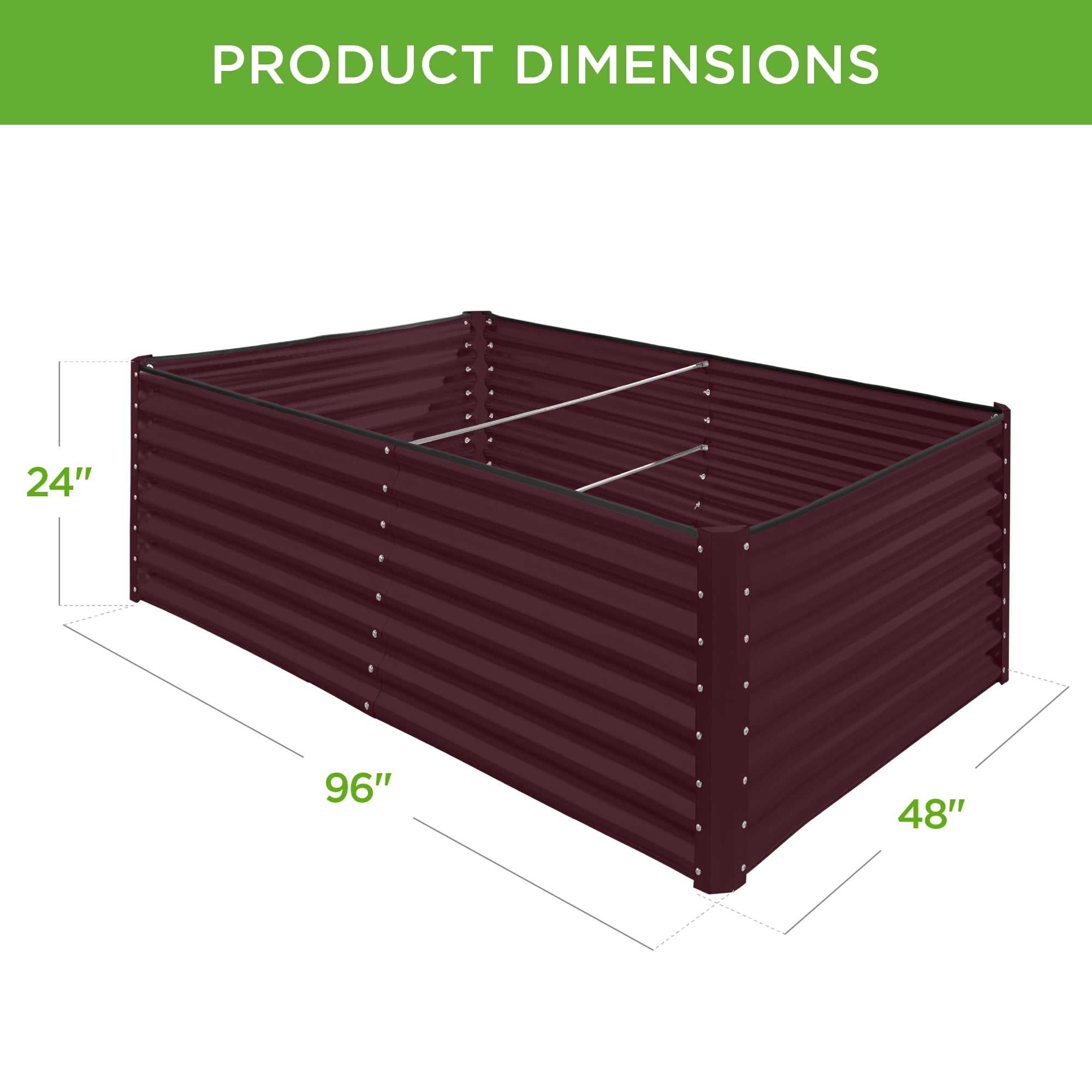 Best Choice Products 8x4x2ft Outdoor Metal Raised Garden Bed for Vegetables Flowers Herbs - Burgundy