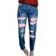 thumbnail image 4 of ABPHQTO Jeans de pierna recta desgastados con patchwork de corazón de San Valentín para mujer, 4 of 5
