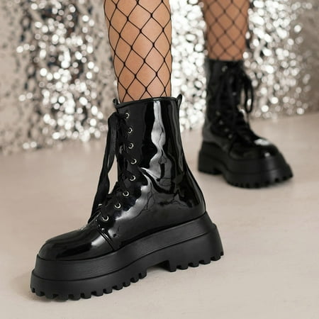 

Ankle Boots Punk Style Fashion Trend Foreign Trade Large Comfortable Round Toe Square Heel Thick Heel Women Ankle Boots