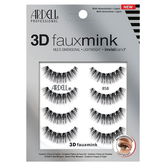 Pestañas postizas Ardell 3D Faux Mink 858, 4 pares