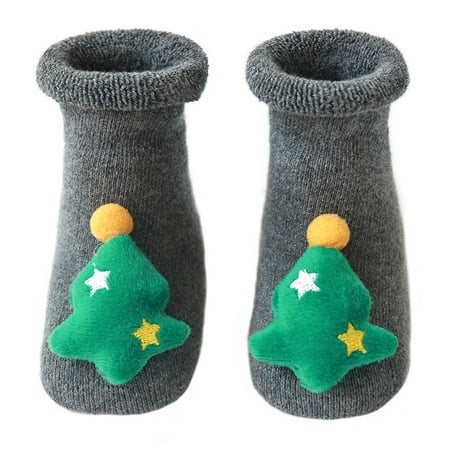 

1 Pair of Baby Socks Christmas Terry Socks Room Socks Anti-skid Socks for Winter
