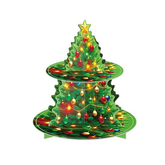 TopLLC Christmas Tree Ornaments, Christmas Decorations Christmas Gifts Christmas Party Snack Set Christmas Santa Multilayer Cake Rack Decorative Paper Cake Tray cake stand