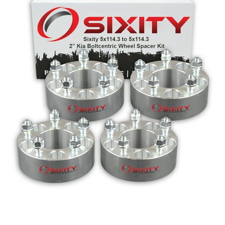 Sixity Auto 4 pc 2" 5x114.3 Wheel Spacers compatible with Kia Optima Sportage Sedona M12x1.5mm 1.25in Studs Lugs