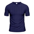thumbnail image 3 of QIUOMBBP Men's Henley Shirts Summer Loose Casual Breathable Outdoor Sport Tshirt Short Sleeve Fashion Textured Tees Navy M, 3 of 10