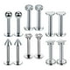 thumbnail image 4 of 12 piercings de acero inoxidable 316L de 16 g con circonita cúbica para labio, trago, nariz y oreja. 钢 色 套装, 4 of 9